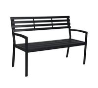 Relaxdays Banc de Jardin, 2 Places, H x L x P : 88 x 128 x 59 cm, WPC et métal, Banc terrasse, Balcon, Noir