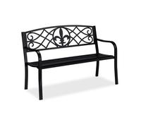 relaxdays Banc de jardin avec motif Fleur de Lis