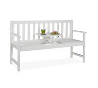 Relaxdays Banc de jardin avec table intégrée, 3 places, banquette bois, terrasse, balcon, HxLxP : 90x152x56 cm, blanc