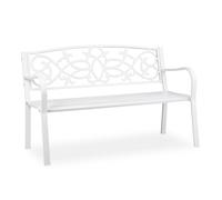Relaxdays Banc De Jardin Banc En Métal Nostalgique Banc En Fonte Banc De Terrasse Blanc Blanc