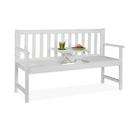 Relaxdays Banc de Jardin avec Table intégrée, 3 Places, Banquette Bois, terrasse, Balcon, HxLxP : 90x152x56 cm, Blanc