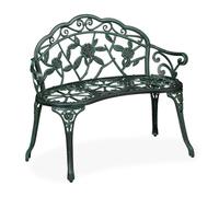 Relaxdays Banc de Jardin, décoratif et Pratique, pour 2 Personnes, H x L x P : 79 x 99 x 56 cm, Noir et Vert