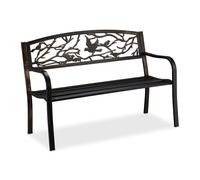 Relaxdays Banc de Jardin, Motif Oiseau, 2 sièges, Vintage, Jardin et Balcon, Acier, HLP : 87 x 127 x 57cm, Noir/Bronze