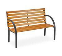 relaxdays Banc de Jardin, 2 Places, étai en Bois Dur, Acier, extérieur, Balcon et terrasse, HLP 84 x 122 x 60 cm, Nature