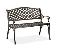 Relaxdays Banc de Jardin et de Balcon, 2 sièges, Design Antique, en Aluminium HlP 82x102x60 cm, Noir Bronze