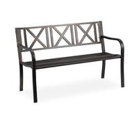 Relaxdays Banc de Jardin, 2 Places, terrasse, Balcon, Acier Solide, Jolie Banquette Stable, 80,5x127x63 cm, Noir-Bronze