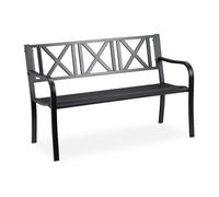 Relaxdays Banc de Jardin, 2 Places, terrasse, Balcon, Acier Solide, Jolie Banquette Stable, 80,5x127x63 cm, Noir