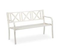 relaxdays Banc de Jardin, 2 Places, terrasse, Balcon, Acier Solide, Jolie Banquette Stable, 80,5x127x63 cm, Blanc-Bronze