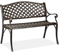 relaxdays Banc de jardin en métal noir et bronze