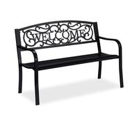 Relaxdays Banc de jardin métal Welcome