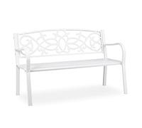 Relaxdays Banc de Jardin, nostalgique, 2 Places, résistant aux intempéries, Fonte et Acier, HLP: 78x124,5x58 cm, Blanc