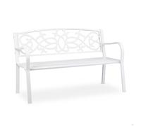 Relaxdays Banc de jardin nostalgique 2 places résistant aux intempéries fonte et acier Blanc