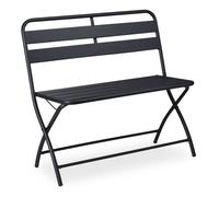 Relaxdays Banc de jardin pliable 2 sièges en acier, résistant aux intempéries, gris 83,5x90x49 cm
