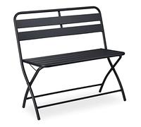 Relaxdays Banc de Jardin, Pliable, résistant aux intempéries, 2 sièges, pour Balcon, en Acier, HxlxP 83,5x90x49 cm, Gris