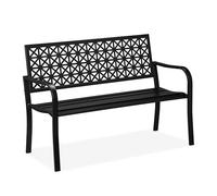 Relaxdays Banc de Jardin, pour Deux Personnes, en Acier, Design géométrique, H x L x P : 85 x 127 x 62 cm, Noir