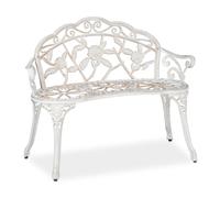 Relaxdays Banc de jardin Roses 2 sièges Aluminium et fonte Antique Blanc/Bronze 78x98x57 cm