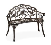 Relaxdays Banc de jardin Roses 2 sièges aluminium et fonte antique 78 x 99 x 52 cm