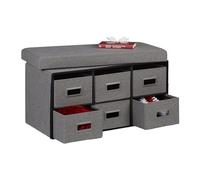 Relaxdays Banc de Rangement avec tiroirs, 6 Compartiments, Rembourrage, HxLxP : 39 x 75,5 x 37 cm, entrée, Pliable, Gris