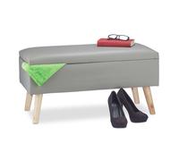 Relaxdays Banc de rangement banquette similicuir coffre 40 litres 4 pieds pouf tabouret HxlxP: 40 x 80 x 39,5 cm, gris