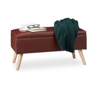 Relaxdays Banc de rangement banquette similicuir coffre 40 litres 4 pieds pouf tabouret HxlxP: 40 x 80 x 39,5 cm, marron