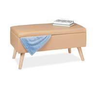 Relaxdays Banc de Rangement Banquette Similicuir Coffre 40 litres 4 Pieds Pouf Tabouret HxlxP: 40 x 80 x 39,5 cm, Beige