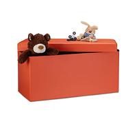 Relaxdays Banc de rangement pratique en simili cuir, 2 places, capacité de charge 300 kg, HLP : 38 x 76 x 38 cm, orange