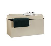 Relaxdays Banc de rangement pratique en simili cuir, 2 places, capacité de charge 300 kg, HLP : 38 x 76 x 38 cm, Crème