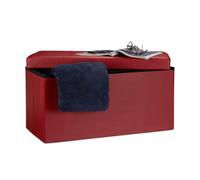 Relaxdays Banc de rangement pratique en simili cuir, 2 places, capacité de charge 300 kg, HLP : 38x76x38 cm, rouge foncé