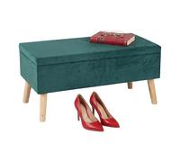 Relaxdays Banc de Rangement rembourré en Velours, Pieds en Bois, 41x80x40 cm, Beige