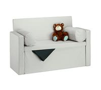 Relaxdays Banc dossier 2 places banquette coffre de rangement pliable assise pratique pliant HxlxP: 75x115x47 cm, crème
