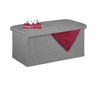 Relaxdays Banquette, Espace de Rangement, Effet Lin, rembourré, entrée, Chambre à Coucher, Coffre HlP 38x76,5x38,5cm,Gri
