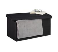 Relaxdays Banquette, Espace de Rangement, Effet Lin, rembourré,entrée, Chambre à Coucher,Coffre HlP 38x76,5x38,5cm,Noir