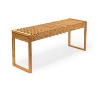 Relaxdays Banc en bambou HxlxP : 47 x 120 x 33 cm banquette jardin Terrasse balcon 3-4 places entrée couloir, Marron