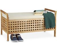 relaxdays Banc en noyer avec espace de rangement