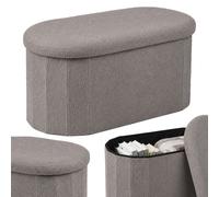 Relaxdays Banc, Tissu Teddy, Rangement, rembourré, Couloir, Gris foncé
