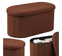 Relaxdays Banc en Tissu Teddy, Rangement, rembourré, Marron foncé
