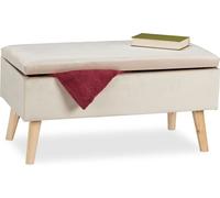 relaxdays Banc en velours avec espace de rangement