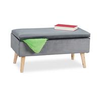 relaxdays Banc en velours avec espace de rangement