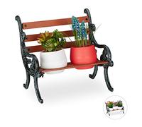 Relaxdays Banc, Fonte et Bois, Support de Plantes pour Pots à Fleurs, différentes Dimensions, Brun/Gris-Vert, Marron, 2 Halter