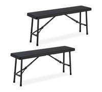 Relaxdays Banc pliable aspect bois lot de 2