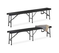 Relaxdays Banc Pliable Lot de 2, Pliant pour terrasse & Jardin, Plastique, Camping, Kermesse, 43x179x24,5 cm, Noir