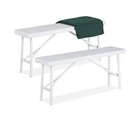 Relaxdays Banc Pliant, lot Pratique de 2, terrasse, Jardin, Camping, Plastique, Pliable, HLP 42 x 100 x 25 cm, Blanc