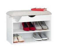 Relaxdays Banc pour chaussures blanc, rembourré