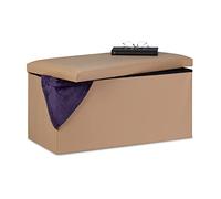 relaxdays Banc pour Rangement, Cuir synthétique, Pliable, rembourré, entrée, Chambre, HLP 37,5 x 76,5 x 38,5 cm, Noir