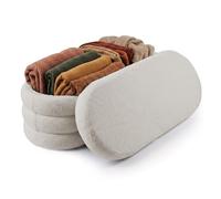 Banc Relaxdays, tissu teddy, rangement, rembourré, couloir, chambre, H×L×P: 42×110×45 cm, coffre-banquette, crème