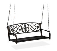 Relaxdays Banc Suspendu, 2 sièges, balançoire de Jardin à Suspendre, Design Vintage, métal,HlP 197x133x58cm, Noir bronzé