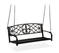 Relaxdays Banc Suspendu, 2 sièges, balançoire de Jardin à Suspendre, Design Vintage, métal,HlP 197x133x58cm, Noir bronzé