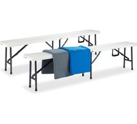 relaxdays Bancs de bière 10022836_0 blanc plastique 181,0 cm, 2 pcs.