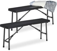 relaxdays Bancs de bière 10035746_0 noir plastique 100,0 cm, 2 pcs.