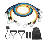 Relaxdays Bande élastique Fitness, x5, poignées, Boucles & Ancre de Porte, résistance, entraînement Musculation, coloré